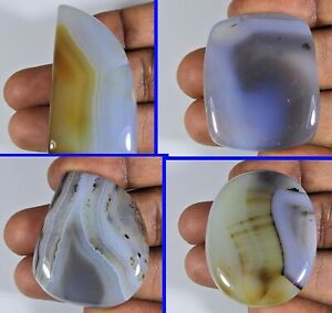 Natural Botswana Agate Mix Cabochon Loose Gemstone 4Pcs Lot 35-49MM n530