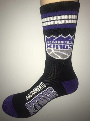 SACRAMENTO KINGS NBA JERSEY LOGO 4 STRIPE CREW LENGTH SOCKS MEDIUM Q Cover