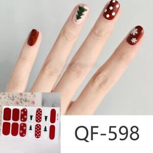 Christmas Red Series Santa Claus Full Adhesive Nail Wraps Decals Nail Sticker
