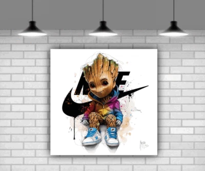 Stampa tela arte da parete Avengers Groot incorniciata pronta da appendere decorazione da parete arte moderna