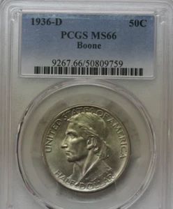 1936d Boone Gedenkmünze Silber Half Dollar PCGS MS66 (9759) - Bild 1 von 3