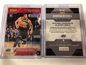 2017 17-18 PANINI INSTANT NBA #141 DONOVAN MITCHELL UTAH JAZZ RC SP #/137 - Foto 1 di 1