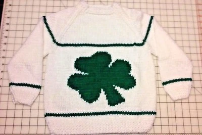 Nuevo Suéter Pullover Manga Raglán Trébol Infantil Tejido a Mano Talla 5T Foto 1 de 4