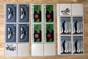 APPOMATTOX-1965 3 BLOCKS OF 4 5 CENT STAMPS TRAFFIC - INTERNATIONAL COOPERATION - Picture 1 of 6