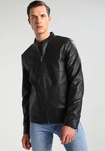 Neu Herren Biker Leder Schwarz Echtleder Motorrad Jacke XS-2XL FB2007 - Bild 1 von 4