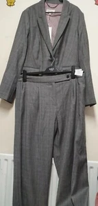 Per Una Grey Check Womens Trouser Suit Set. UK Size 16 Short - Picture 1 of 3