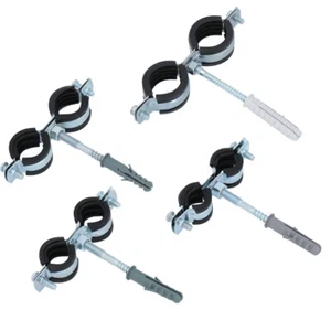 Rohrschelle Metall Klemme Stockschraube Gummi Dübel Verzinkt M8 Doppelt - Bild 1 von 4