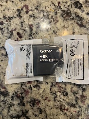 New Genuine OEM Brother LC75BK XL Ink Cartridge Black No Box Sealed - Image 1 of 3