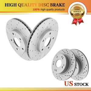 Front and Rear Drilled Brake Rotors Set of 4 for 2003-2007 Honda Accord V6 - Picture 1 of 6