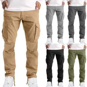 Men Zip-Fly Button Baggy Sweatpants Summer Solid Color Casual Loose Fit - Picture 1 of 29