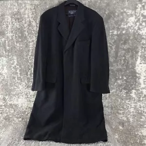 Burberrys Mens Size 50 XXXL Wool Notched Trench Coat Black Long Sleeve Pockets - Picture 1 of 9