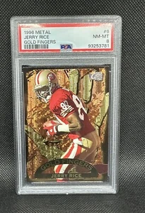 Fleer Metal Jerry Rice #6 Gold Fingers 49ers 1996 PSA 8 casi nuevo-como nuevo - Imagen 1 de 2