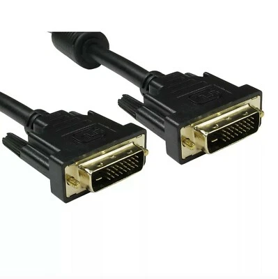 1m DVI-D Cable 25 Pin (24+1 pin) Male to Male Dual Link Lead With Ferrites - Image 1 of 3