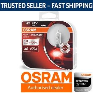 H7 OSRAM Night Breaker Silver +100% Car Headlight Bulbs 499 (Twin) 64210NBS-HCB - Picture 1 of 6