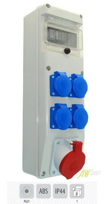 AW-TOOLS Baustromverteiler / Wandverteiler 1 x CEE 32A 2 x 230 V verdrahtet ( 6S-29-S )