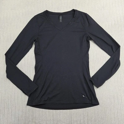 Under Armour Shirt Womens Medium Black ColdGear Long Sleeve V Neck Base Layer - Image 1 of 4