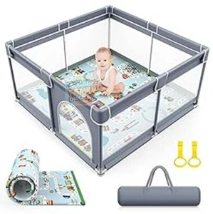 New Safety Playpen with Mat 127cm x 127cm  for Babies/Toddlers/Kids. In/Outdoor - Picture 1 of 6