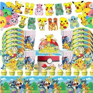 Pokemon Birthday Decorations Pikachu Party Supplies Tableware Cake Decoration - Picture 1 of 16