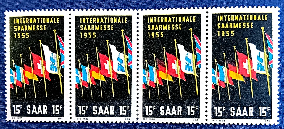 Saar Scott #255, Strip of 4 - International Fair @ Saarbrucken- Mint, NH,  #S693 - Image 1 of 1