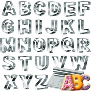 Stainless Steel Alphabet Cookie Cutter Set, Big 3.5 Inch English Letters, 26 ... - Picture 1 of 6