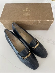 Vintage Gucci Damen Halbschuhe dunkelblau Leder Gr. 41,5 mit Karton - Bild 1 von 21