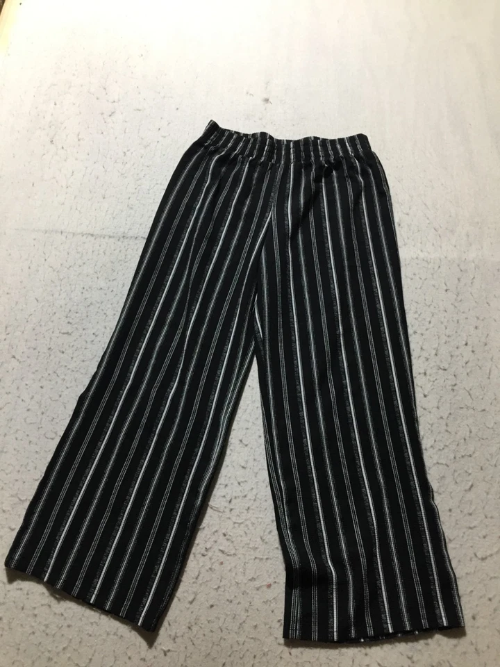 Apt. 9 Calças Femininas S Pequenas Preto Branco Listrado Elástico Cintura Solta Arejada - Imagem 1 de 4