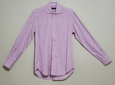 Camisa de vestir Zara para hombre manga larga talla 14 con botones rosa a rayas Foto 1 de 4
