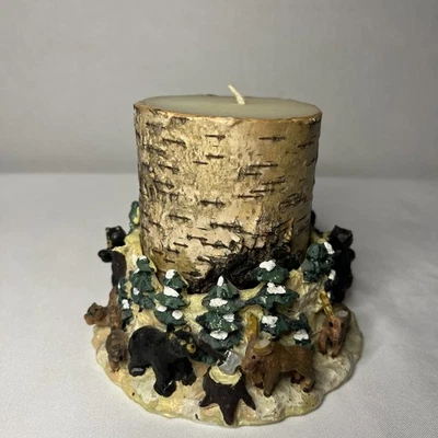 Decoración de casa rústica de resina con osos alce vida silvestre candelabro y vela Foto 1 de 4