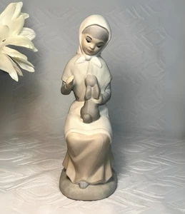 Rare Nao by Lladro Bisque Porcelain Figurine – Girl with Rabbit 8” Made in Spain - Picture 1 of 13