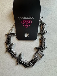 Paparazzi Silver Cowboy Candid Boot Bracelet - Picture 1 of 3