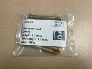 AN5-25, Hex Head Drilled Bolt, 10/pk, New Surplus - Bild 1 von 3