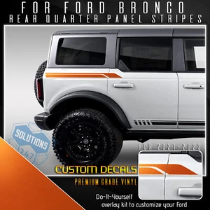 For 21+ Ford Bronco Side Stripes Graphic Decal Overlay - Satin Metallic Vinyl - Picture 1 of 16