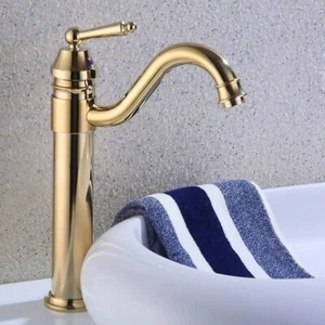 Gold Brass Taps Basin Mixer Sink Kitchen Laundry Faucet 360° Swivel Spout WELS - Picture 1 of 10