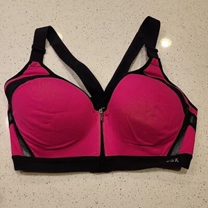 Victorias Secret VSX Sports Bra 34C Pink Black Underwire Padded Front Close - Picture 1 of 5