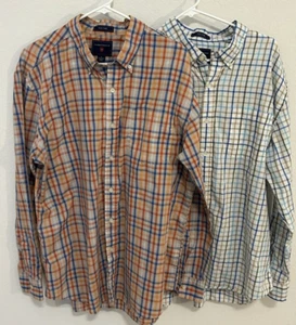 2 Saddlebred Casual Long Sleeve Men's Button Up Shirt Size XL Easy Care Plaid - Picture 1 of 7