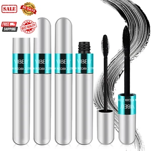 4 Pack VIBELY Mascara 5X Longer Washable, 2 in 1 4D Silk Fiber Lash Mascara, No - Picture 1 of 12