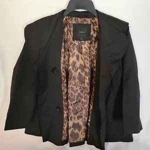 Express Peacoat Black Lightweight Jacket Leopard Print Lining Womens Size Small - Picture 1 of 10