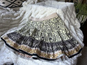 Minifalda Free People Mediana Línea A Marrón Tostado En Capas Lentejuelas Forrada Boho Chic - Imagen 1 de 16