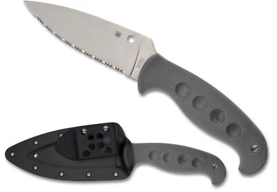 SPYDERCO Temperance Fixed Blade, CPM Cru-Wear Steel, W/Boltaron Sheath, FB05SGY - Image 1 of 3