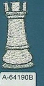 1.75" Metallic Silver Rook Chess Piece Embroidery Patch - Picture 1 of 1