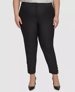 Calvin Klein Women's Black Mid Rise Straight-Fit Slim Ankle Pants Plus Size 22W - Picture 1 of 3
