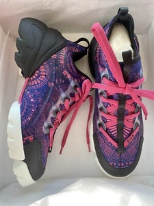Dior D Connect Black Purple Pink Neoprene Lace Up Sneakers 37.5 - Picture 1 of 11
