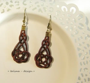 Ohrringe Leder + Keltischer Knoten + antik braun celtic keltisch * handmade * - Bild 1 von 3