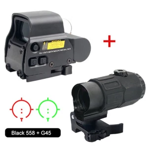 Airsoft EXPS 558 Holographic Red Dot Sight +G45 5x Magnifier Hunting Rifle Scope - Picture 1 of 10