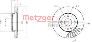 Disco de Freno Delantero METZGER para Mazda 323 S IV