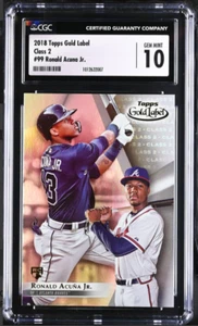 2018 Topps Gold Label RONALD ACUNA JR Class 2 #99 Rookie RC CGC 10 MLB Star - Picture 1 of 2