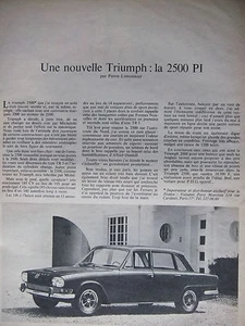 PUBLICITÉ DE PRESSE 1968 LA NOUVELLE TRIUMPH 2500 PI - ADVERTISING - Bild 1 von 1