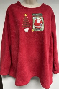 CC Hughes Women's Plus 3X Red Christmas Holiday Festive Santa Fleece Sweatshirt - Picture 1 of 9