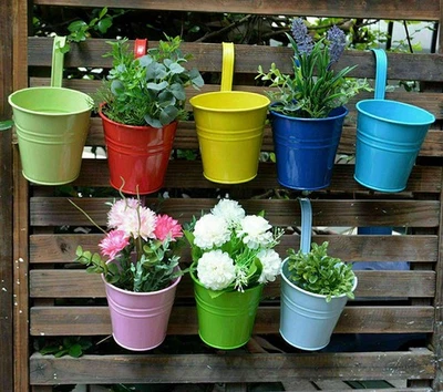 Hängetopf Blumentopf Hängetöpfe Garten Balkon Blumen Topf Kräutertopf Metall - Bild 1 von 4