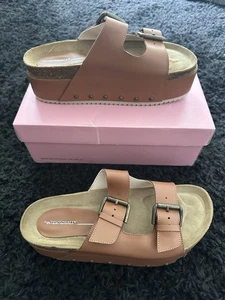 FP X Intentionally Blank Rule Breaker Flatform Sandals Leather Chestnut Size 41 - Picture 1 of 6